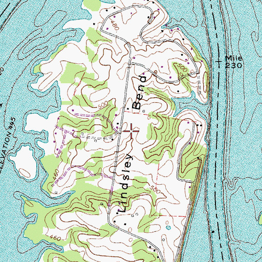 Topographic Map of Lindsley Bend, TN