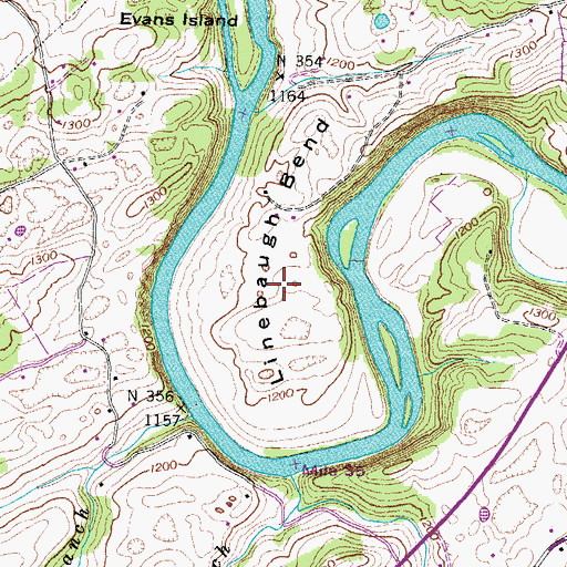 Topographic Map of Linebaugh Bend, TN
