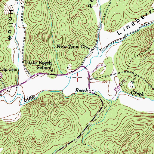 Topographic Map of Lineberry Hollow, TN