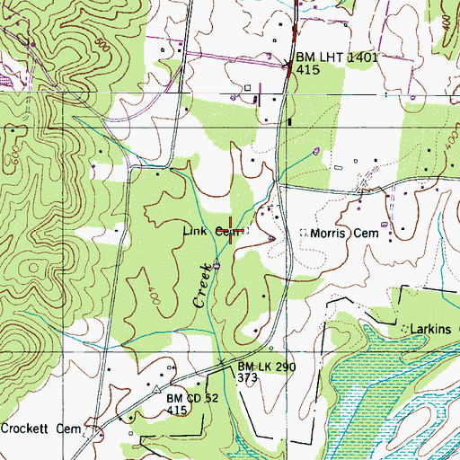 Topographic Map of Link Cemetery, TN