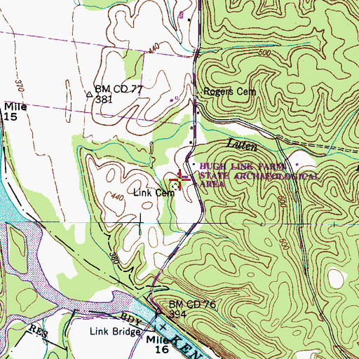 Topographic Map of Link Cemetery, TN