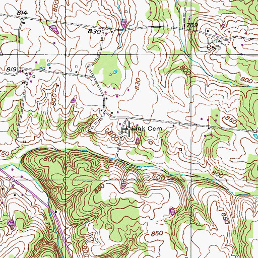 Topographic Map of Link Cemetery, TN