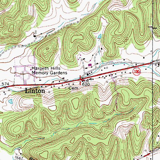 Topographic Map of Linton, TN