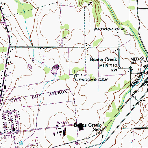 Topographic Map of Lipscomb Cemetery, TN