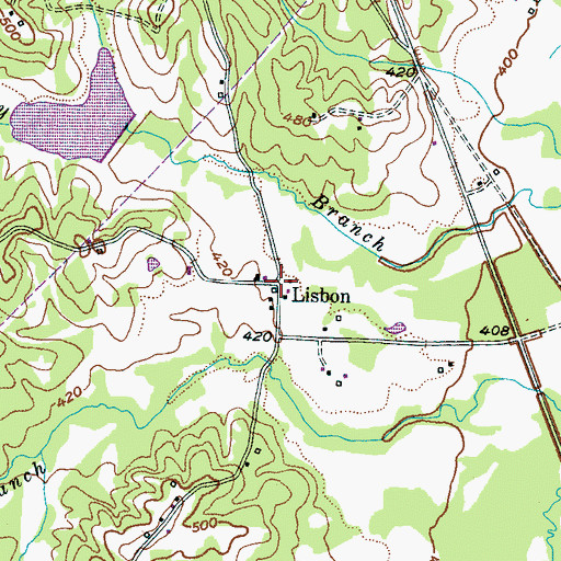 Topographic Map of Lisbon, TN