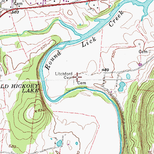 Topographic Map of Litchford Cemetery, TN