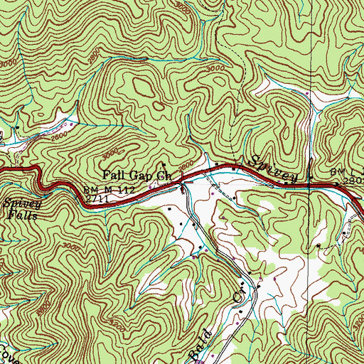 Topographic Map of Little Bald Creek, TN