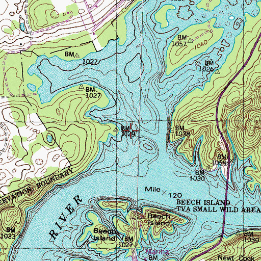 Topographic Map of Little Barren Creek, TN