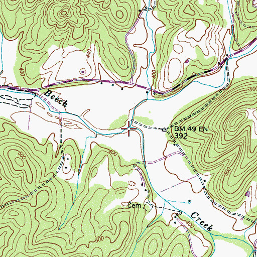 Topographic Map of Little Beech Creek, TN