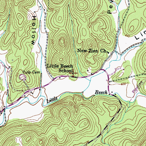 Topographic Map of Little Beech School, TN