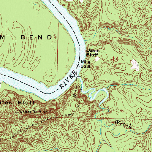 Topographic Map of Witch Creek, AL