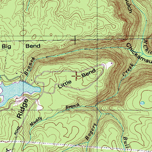Topographic Map of Little Bend, TN