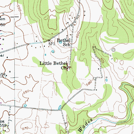 Topographic Map of Little Bethel Church, TN