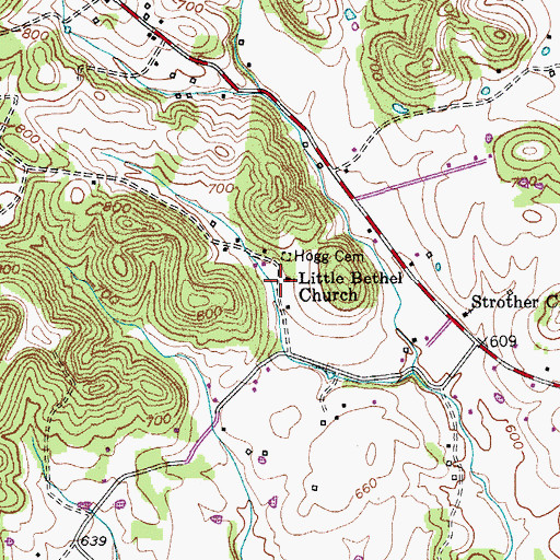 Topographic Map of Little Bethel Church, TN