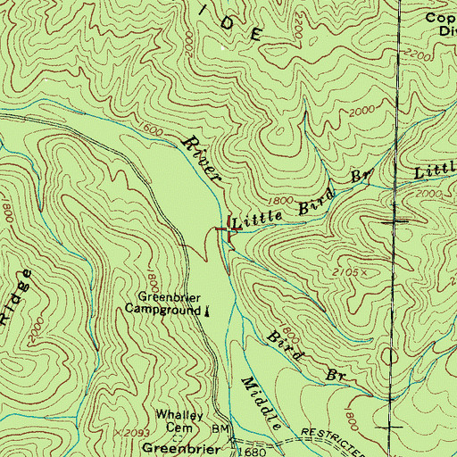 Topographic Map of Little Bird Branch, TN
