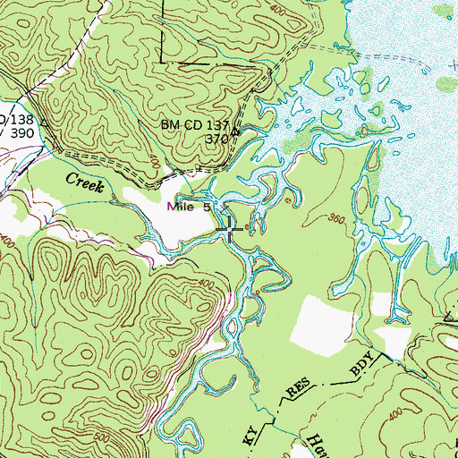 Topographic Map of Little Birdsong Creek, TN