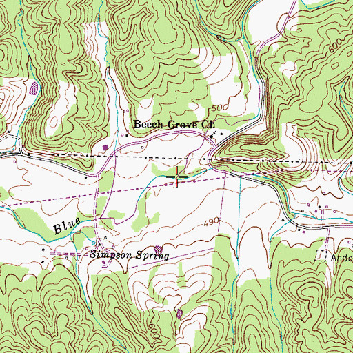 Topographic Map of Little Blue Creek, TN