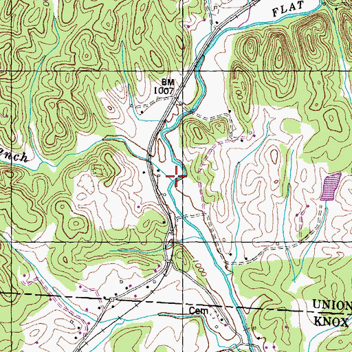 Topographic Map of Little Branch, TN