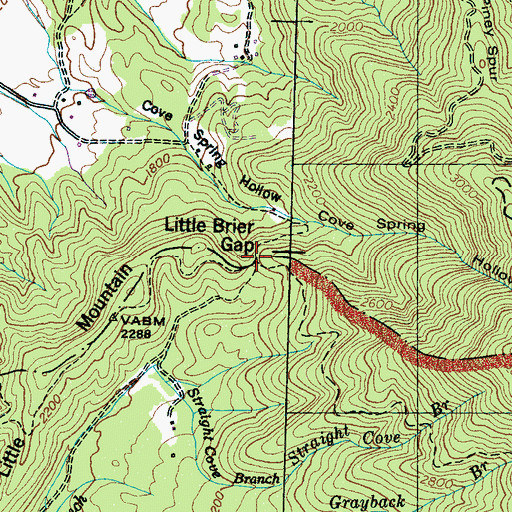 Topographic Map of Little Brier Gap, TN