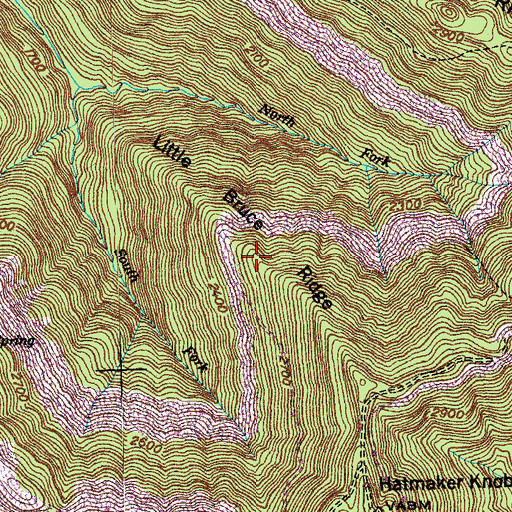 Topographic Map of Little Bruce Ridge, TN