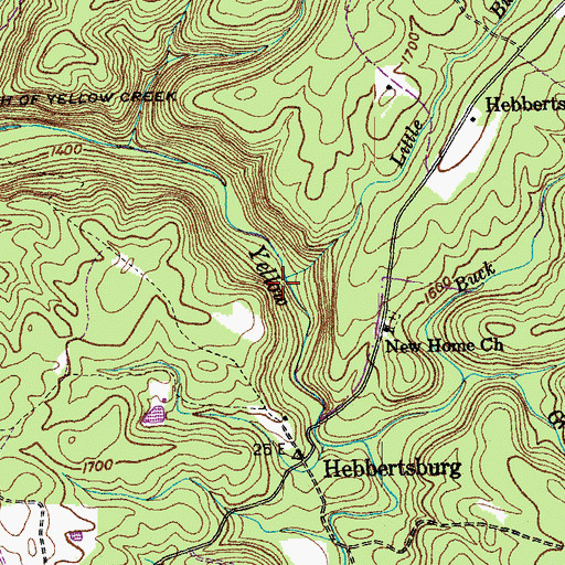 Topographic Map of Little Buck Creek, TN