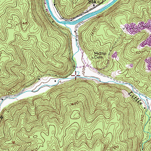 Topographic Map of Little Bull Creek, TN