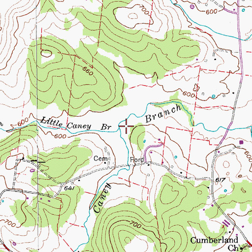 Topographic Map of Little Caney Branch, TN