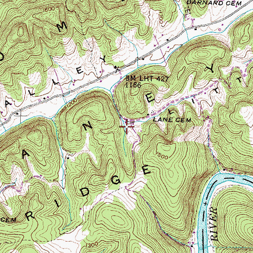 Topographic Map of Little Caney Valley, TN