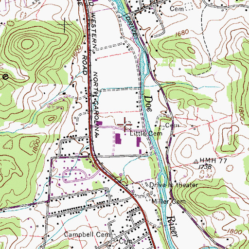 Topographic Map of Little Cemetery, TN