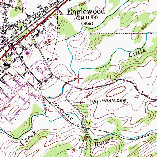 Topographic Map of Little Chestuee Creek, TN