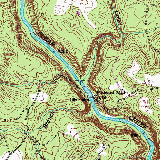 Topographic Map of Little Clear Creek, TN