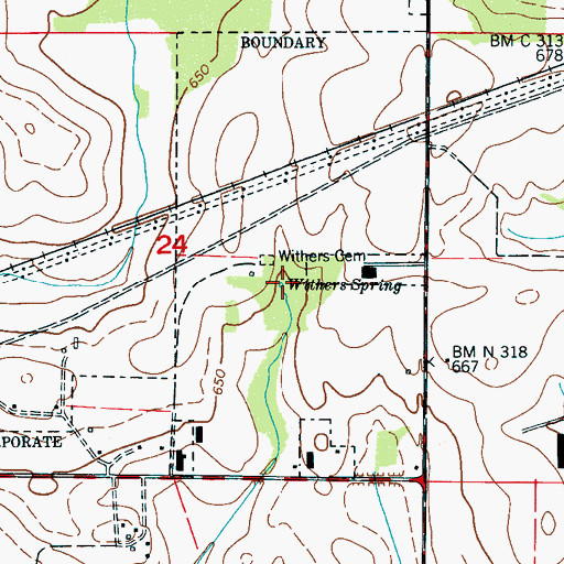 Topographic Map of Withers Spring, AL