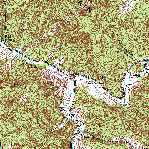 Topographic Map of Little Cove Creek, TN