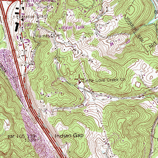 Topographic Map of Little Cove Creek Baptist Church, TN