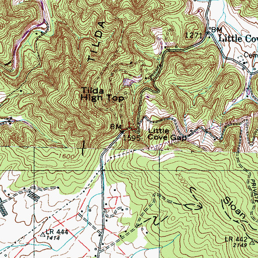 Topographic Map of Little Cove Gap, TN