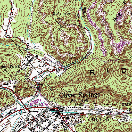 Topographic Map of Little Cow Creek, TN