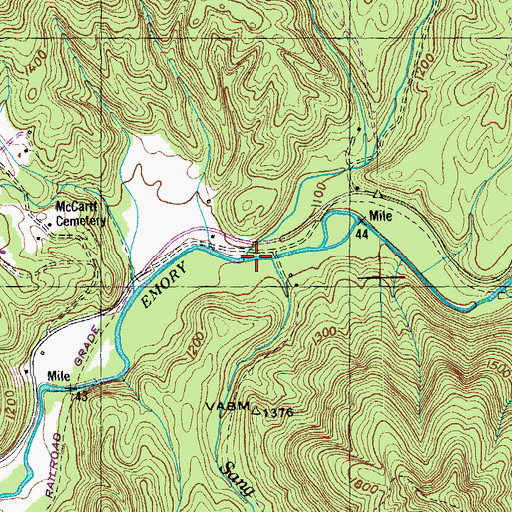 Topographic Map of Little Creek, TN