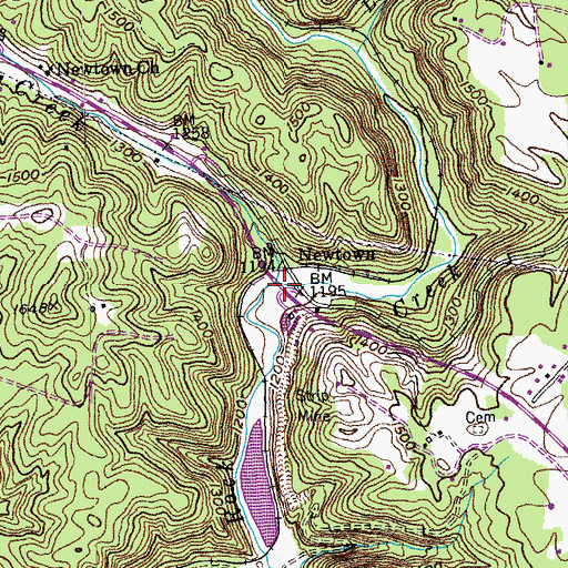 Topographic Map of Little Creek, TN