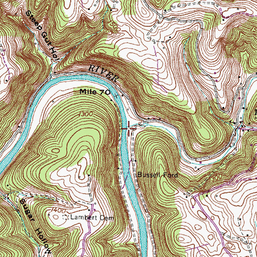 Topographic Map of Little Creek, TN