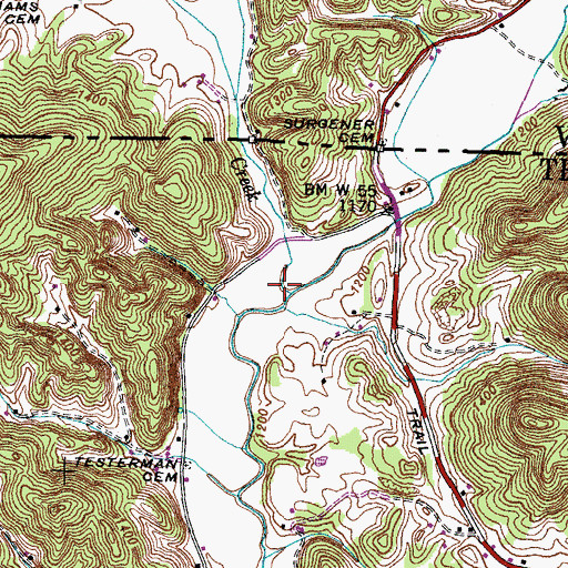 Topographic Map of Little Creek, TN
