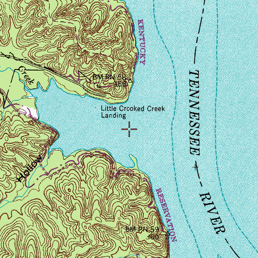 Topographic Map of Little Crooked Creek, TN