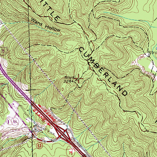 Topographic Map of Little Cumberland Mountain, TN