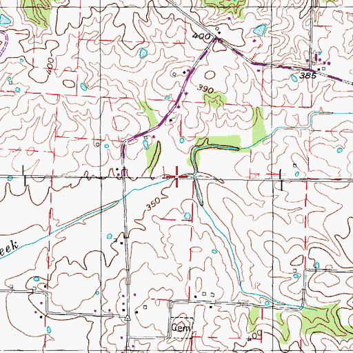 Topographic Map of Little Cypress Creek, TN