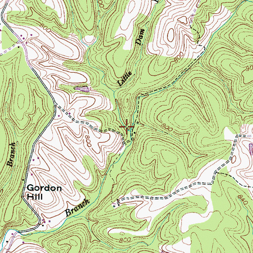 Topographic Map of Little Dam Branch, TN