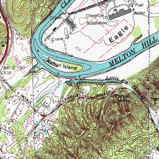 Topographic Map of Little Dismal Creek, TN