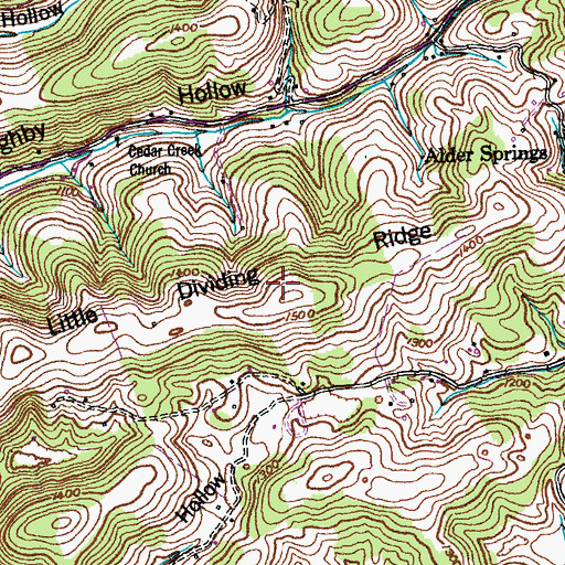 Topographic Map of Little Dividing Ridge, TN