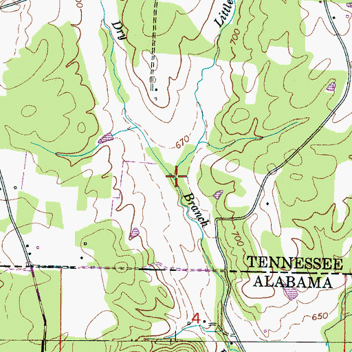 Topographic Map of Little Dry Branch, TN