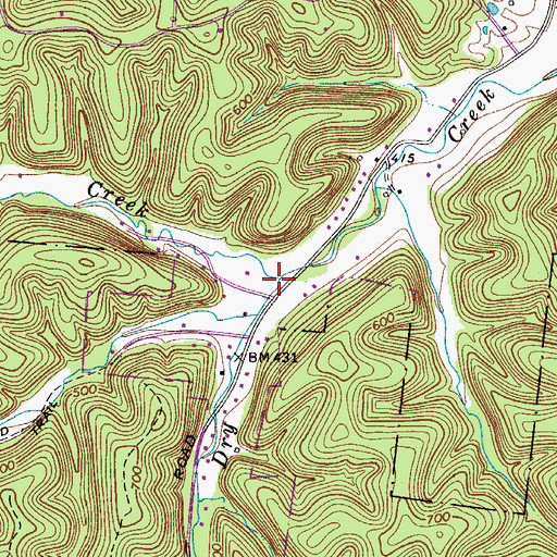 Topographic Map of Little Dry Creek, TN