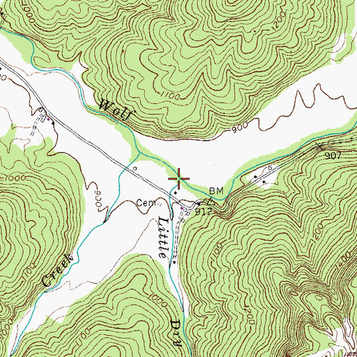 Topographic Map of Little Dry Creek, TN