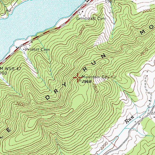 Topographic Map of Little Dry Run Mountain, TN
